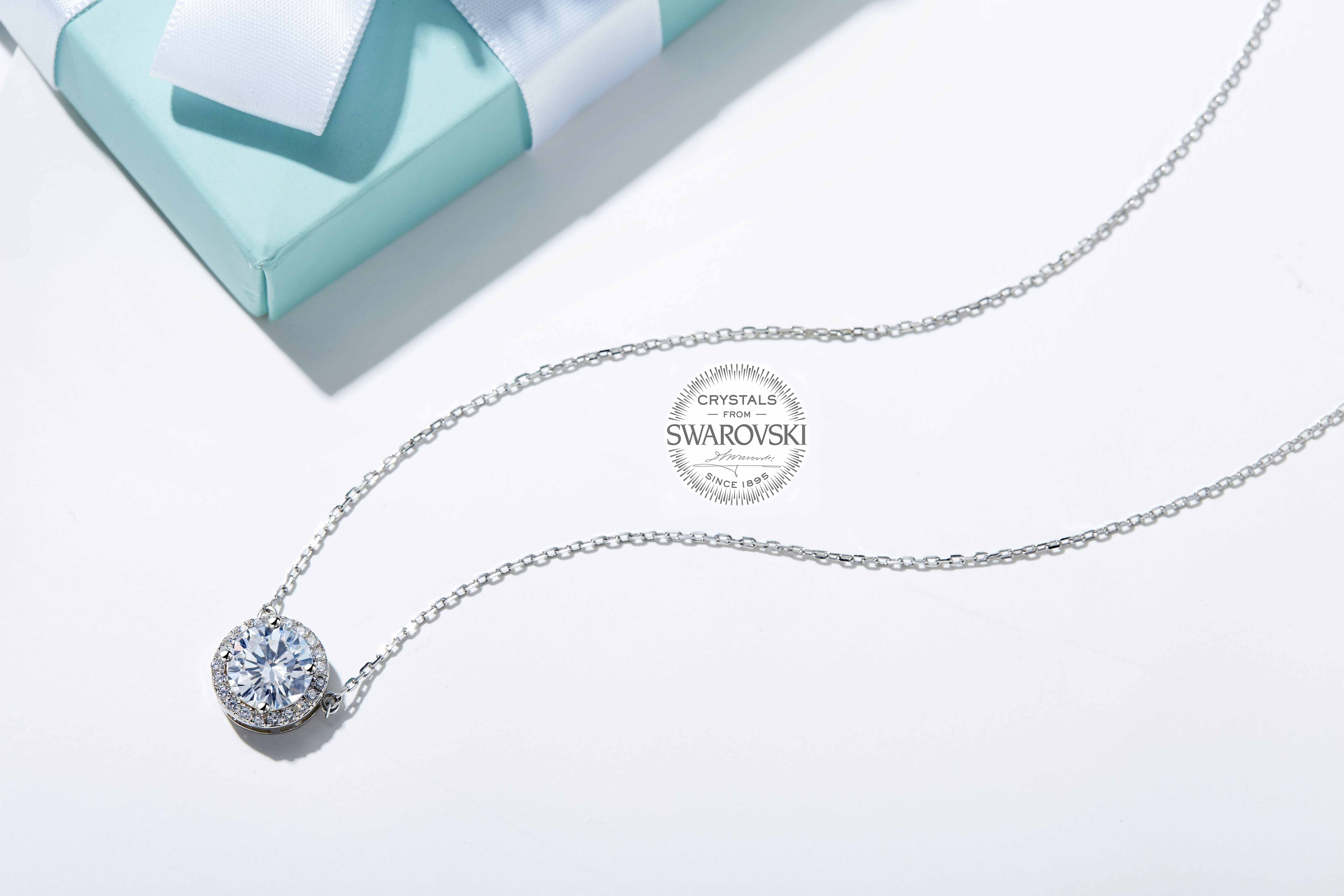 Swarovski Taşlı Gümüş Kolye (Altın Kaplama) - N0455 Görseli