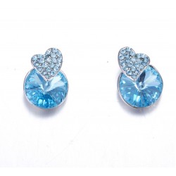   Monemel Swarovski Mavi Crystal kalp küpe (Altın Kaplama)