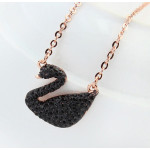 Monemel Swarovski Kuğu Kolye -Siyah Taşlı - Kolye - Monemel