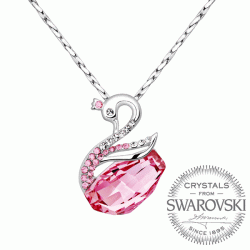 Monemel Pink Swarovski Swan Necklace