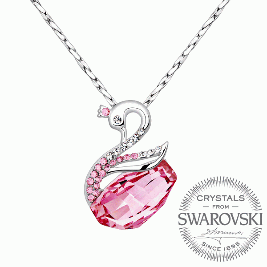 Monemel Pink Swarovski Swan Necklace - Mother s Day - Monemel