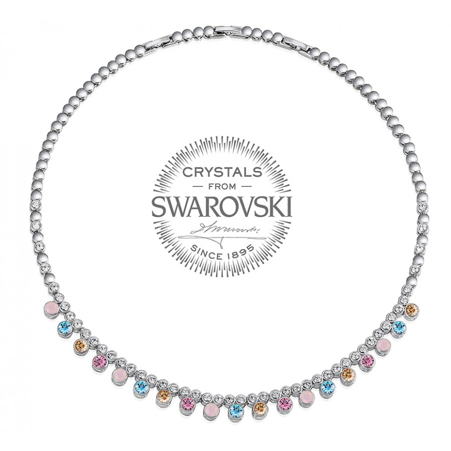 Monemel Çok Renkli Swarovski Taşlı, Su Yolu Kolye (Altın Kaplama) - Anneler Günü - Monemel