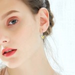 Monemel Swarovski Taşlı  Gold Kelebek Küpe