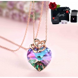 Monemel Purple Swarovski Heart Shape Silver Necklace
