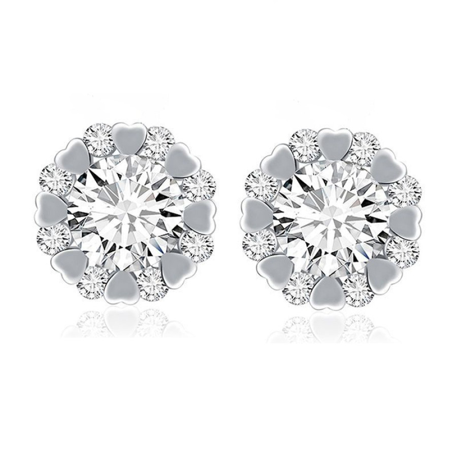 Monemel Kristal Taşlı Küpe Set (Gümüş)