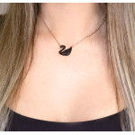 Monemel Swarovski Kuğu Kolye -Siyah Taşlı - Kolye - Monemel