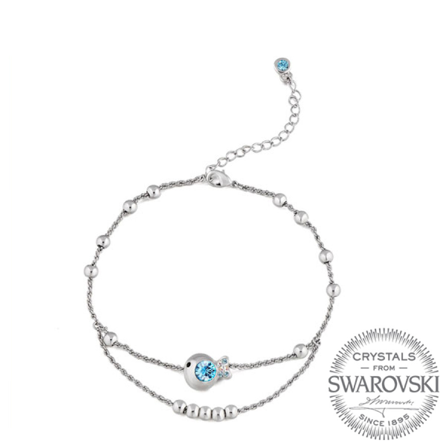 Monemel  Blue Swarovski® Crystals Fish Bangle - ALL - Monemel