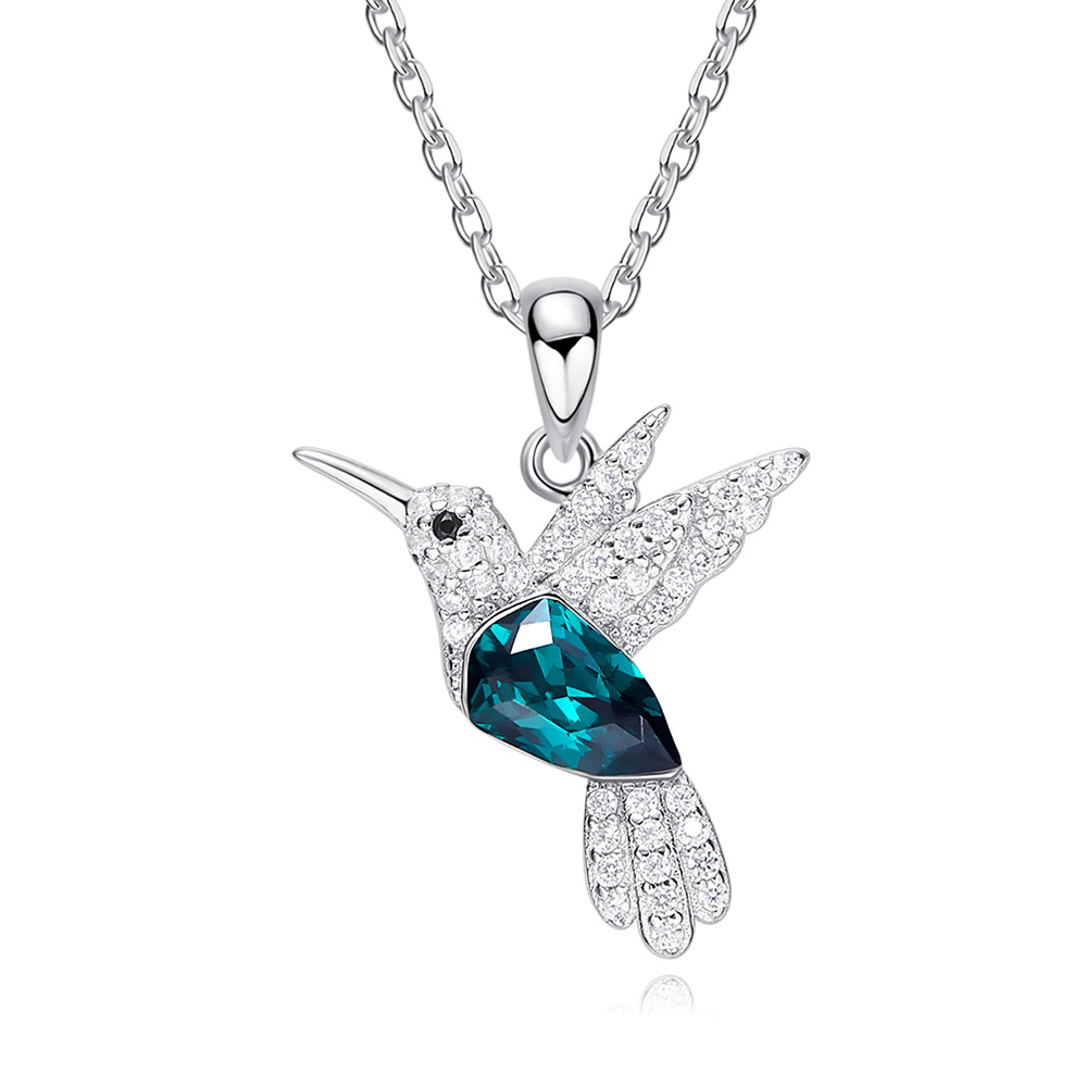 Kristal Taşlı Gümüş Anka Kuşu Kolye (Altın Kaplama) - N0910