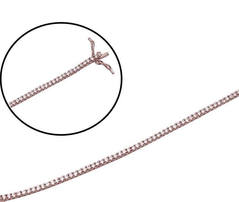 Swarovski En İnce Su Yolu Bileklik (Rose Gümüş) - B01113R
