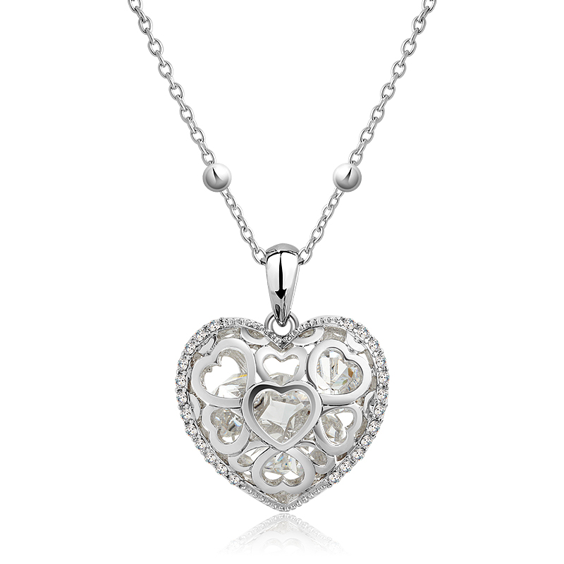 Kristal Taşlı Uzun Zincirli Kalp Kolye - N0196