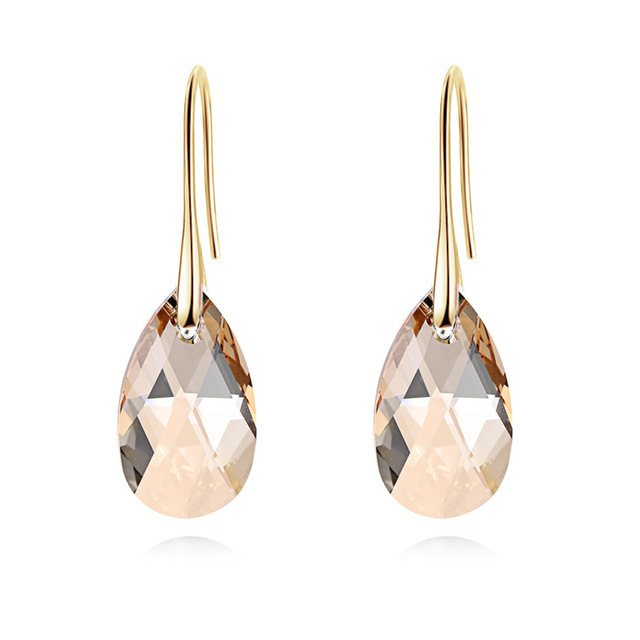 Gold Bal Rengi Kristal Damla Küpe (Altın Kaplama) - E0367