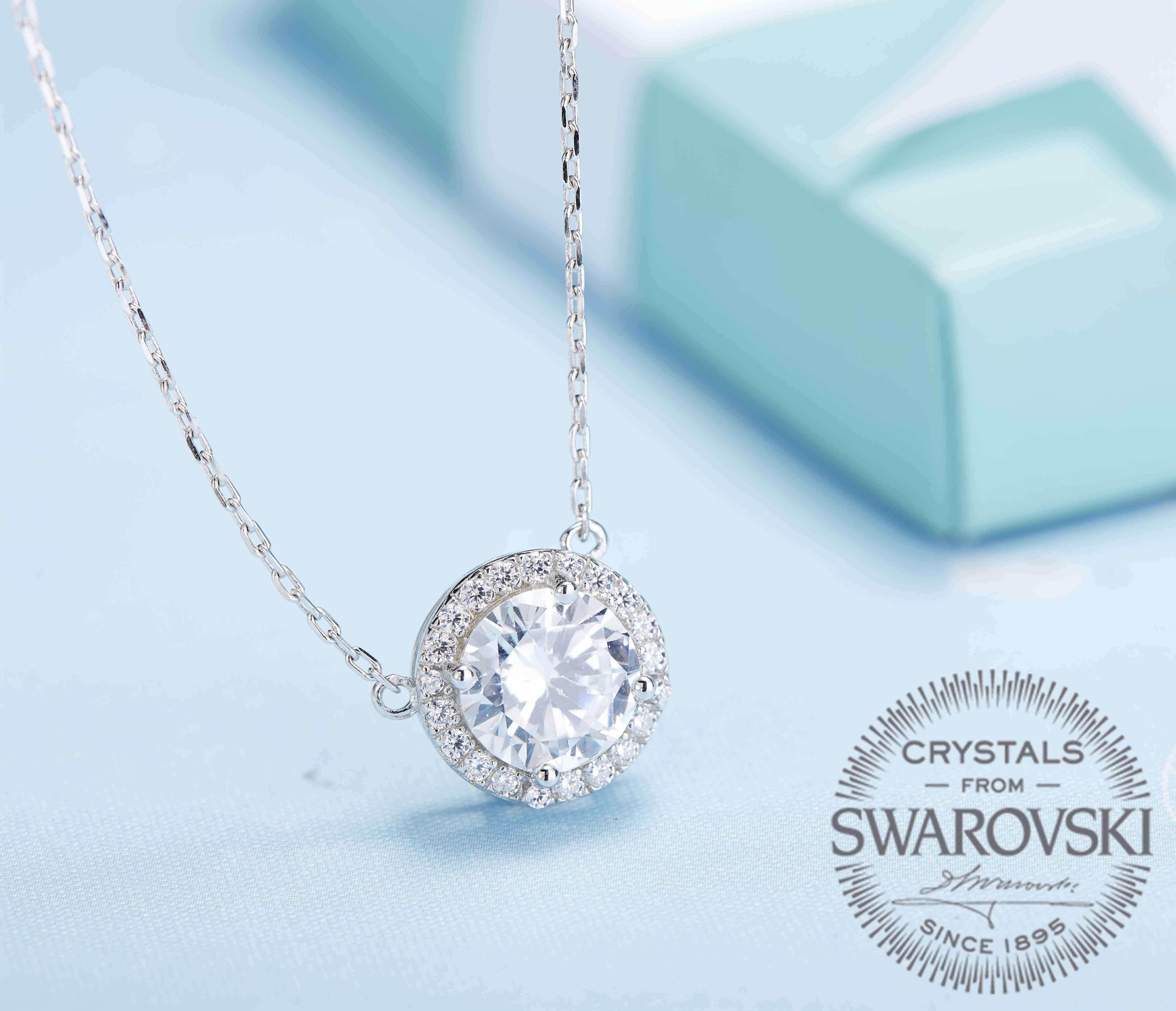 Swarovski Taşlı Gümüş Kolye (Altın Kaplama) - N0455