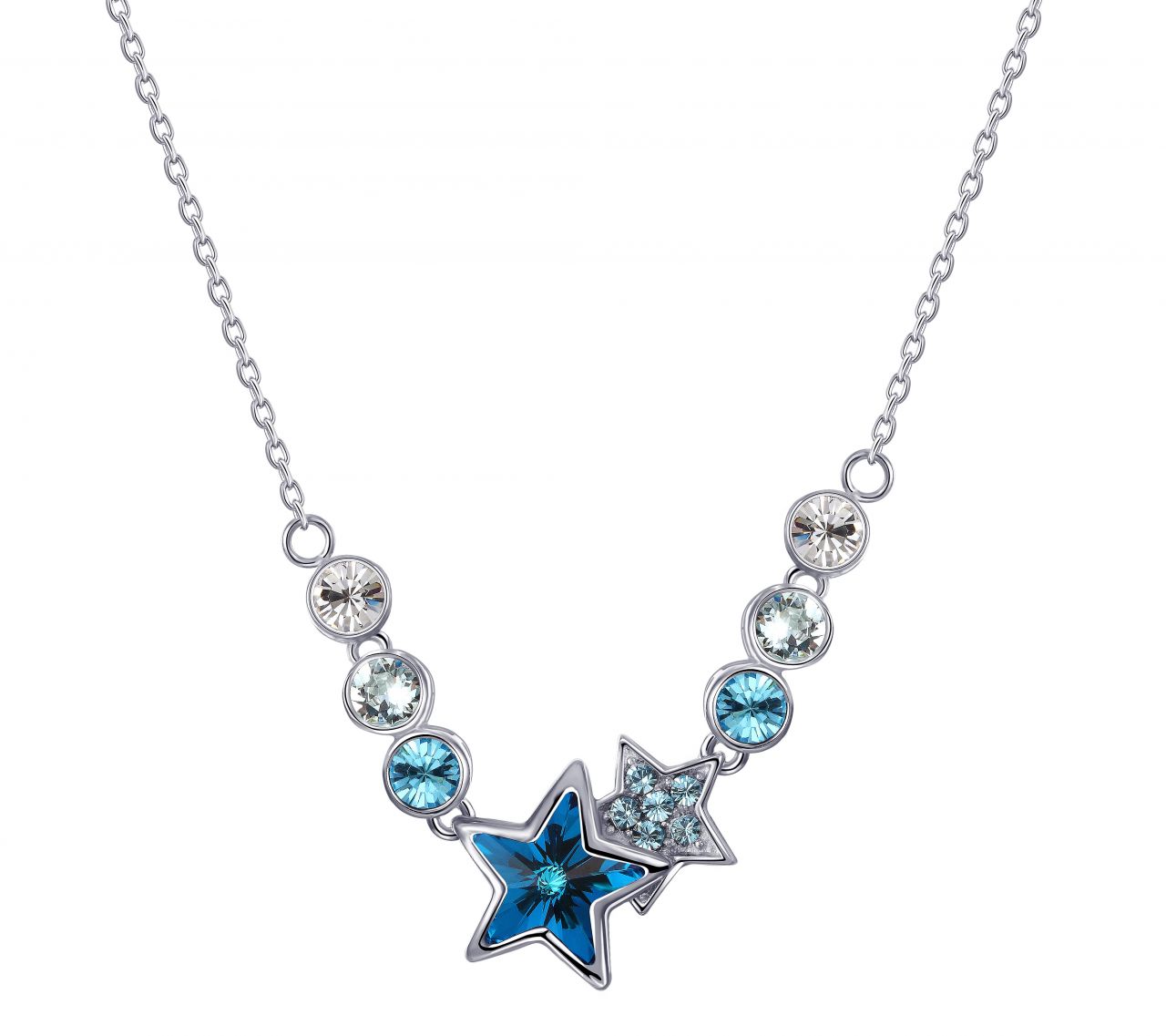 Mavi Kristal Taşlı Yıldız kolye (Altın Kaplama) - N0142